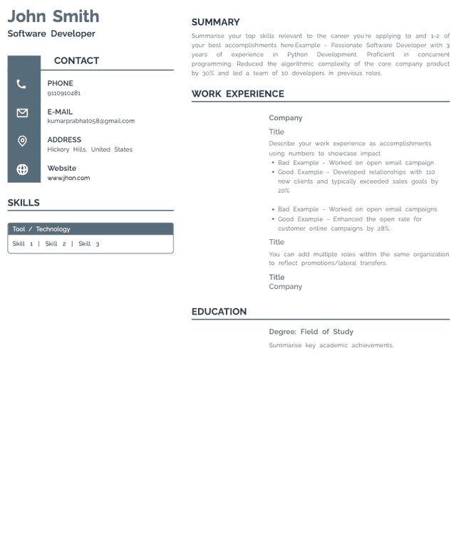 HyreSnap Resume Template