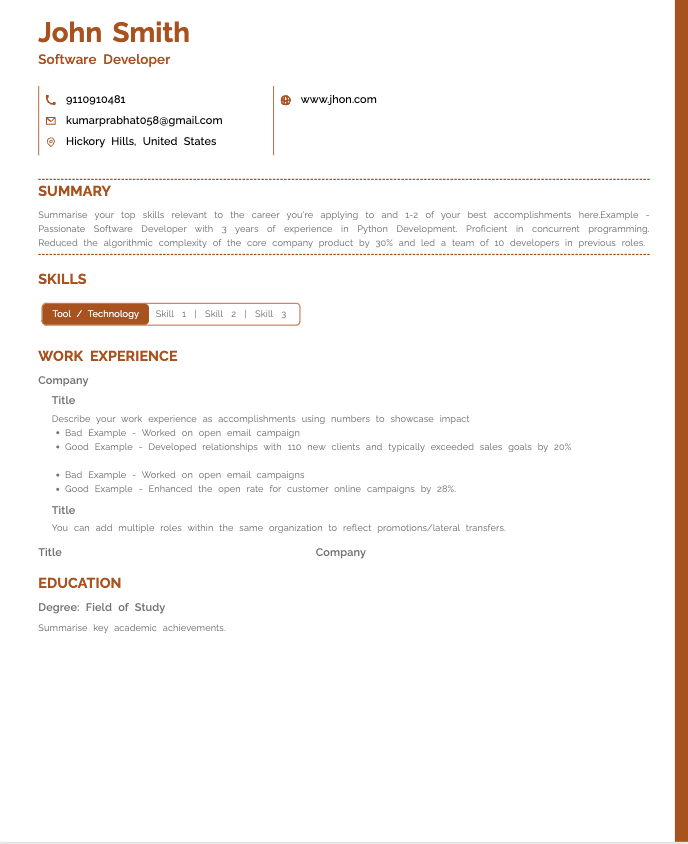 Dash resume template