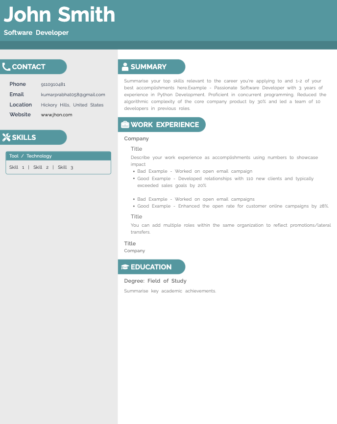 Iconic resume template