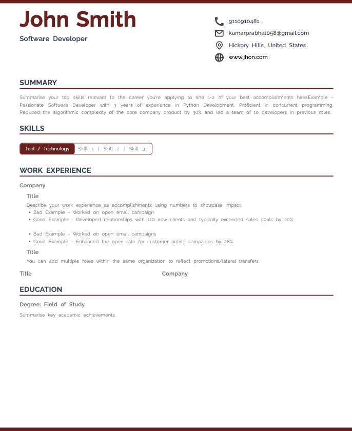 Classic resume template