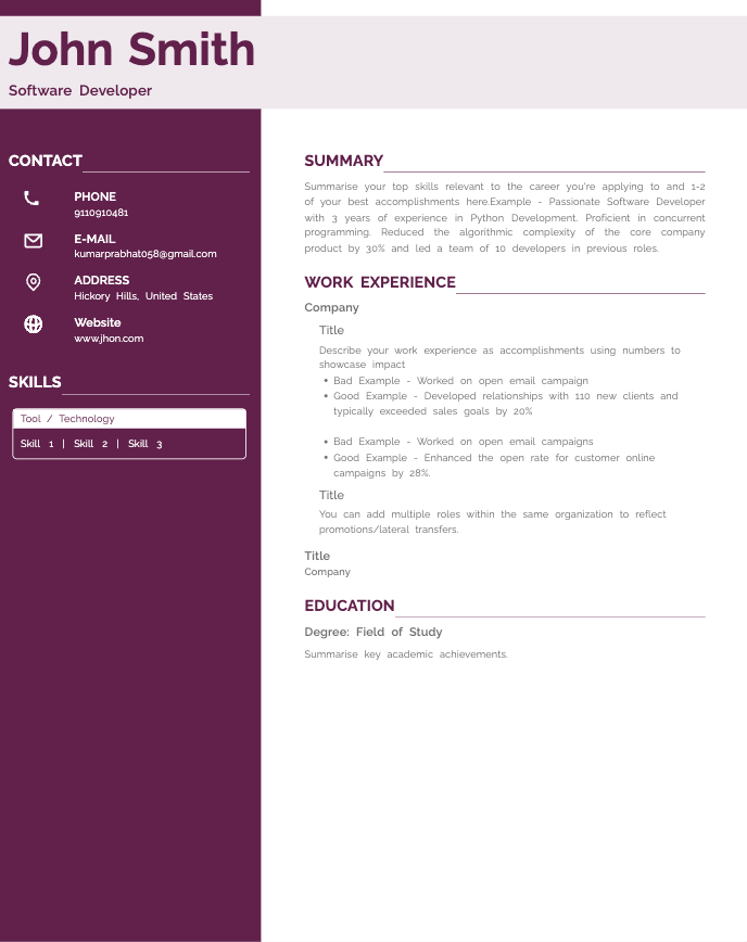 Bold resume template